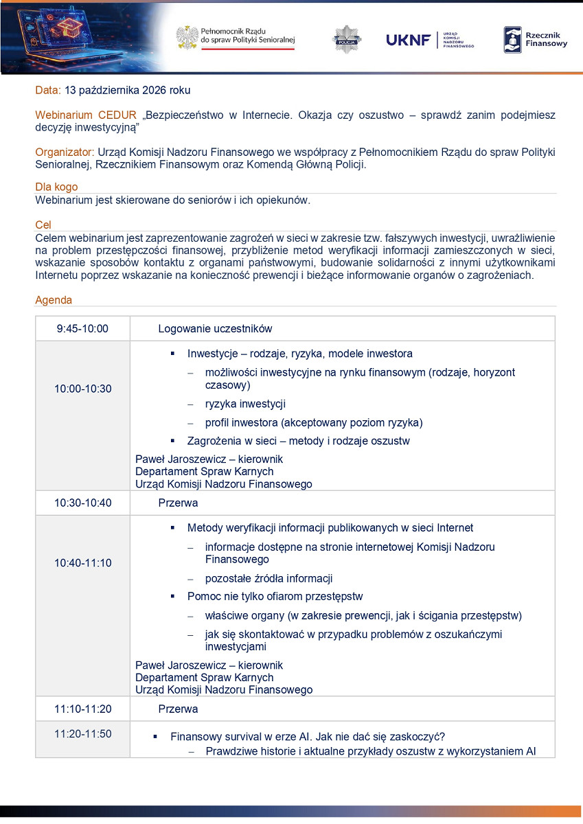 Urząd KNF - Program webinarium CEDUR dla seniorów i ich opiekunów - 13 października 2026 roku_page-0001.jpg [889.25 KB]
